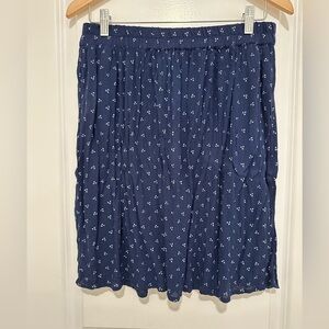 H&M | Navy Blue Floral Women's Skirt Knee Length Size 10